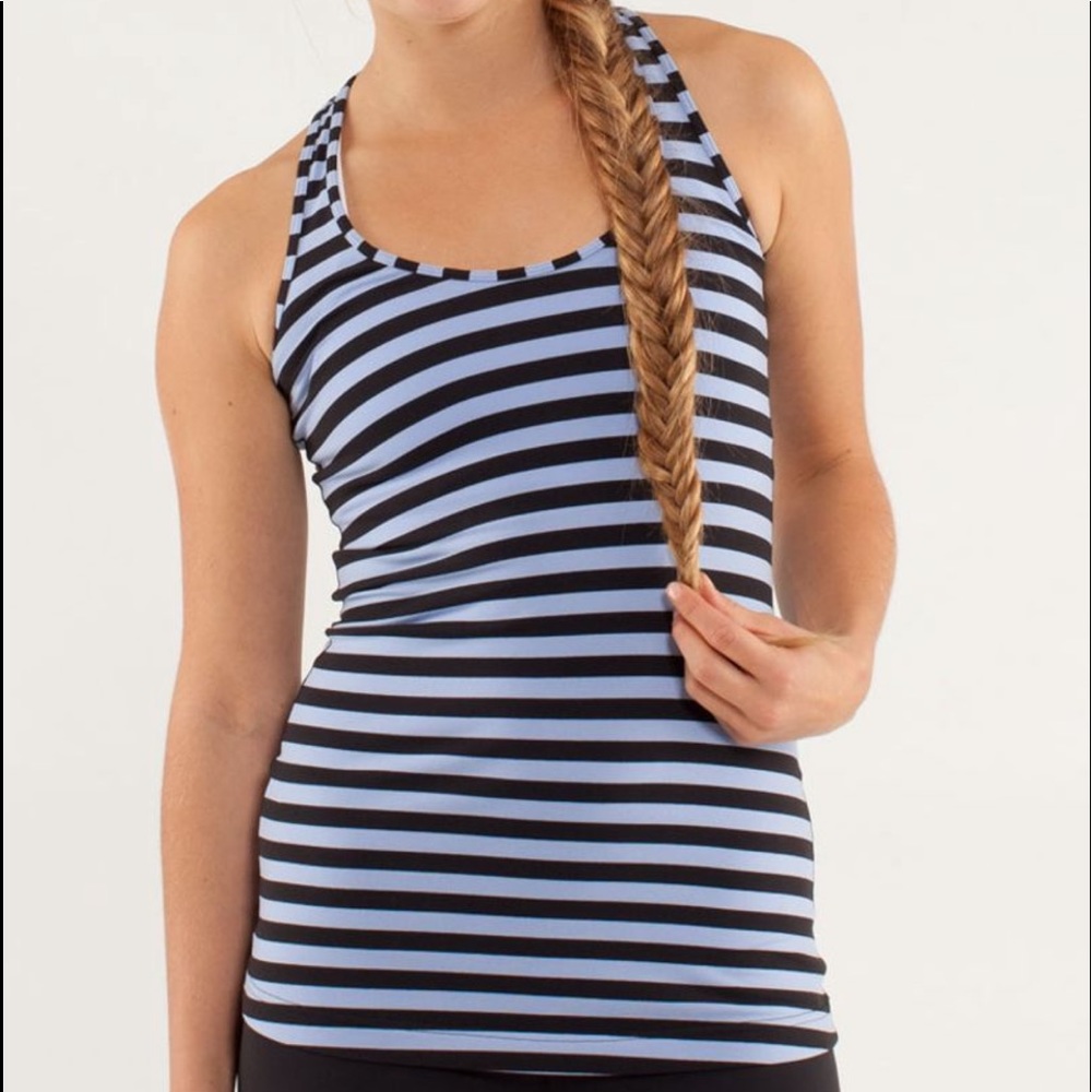 🍋 Lululemon Cool Racerback Blue & Black Stripe 12